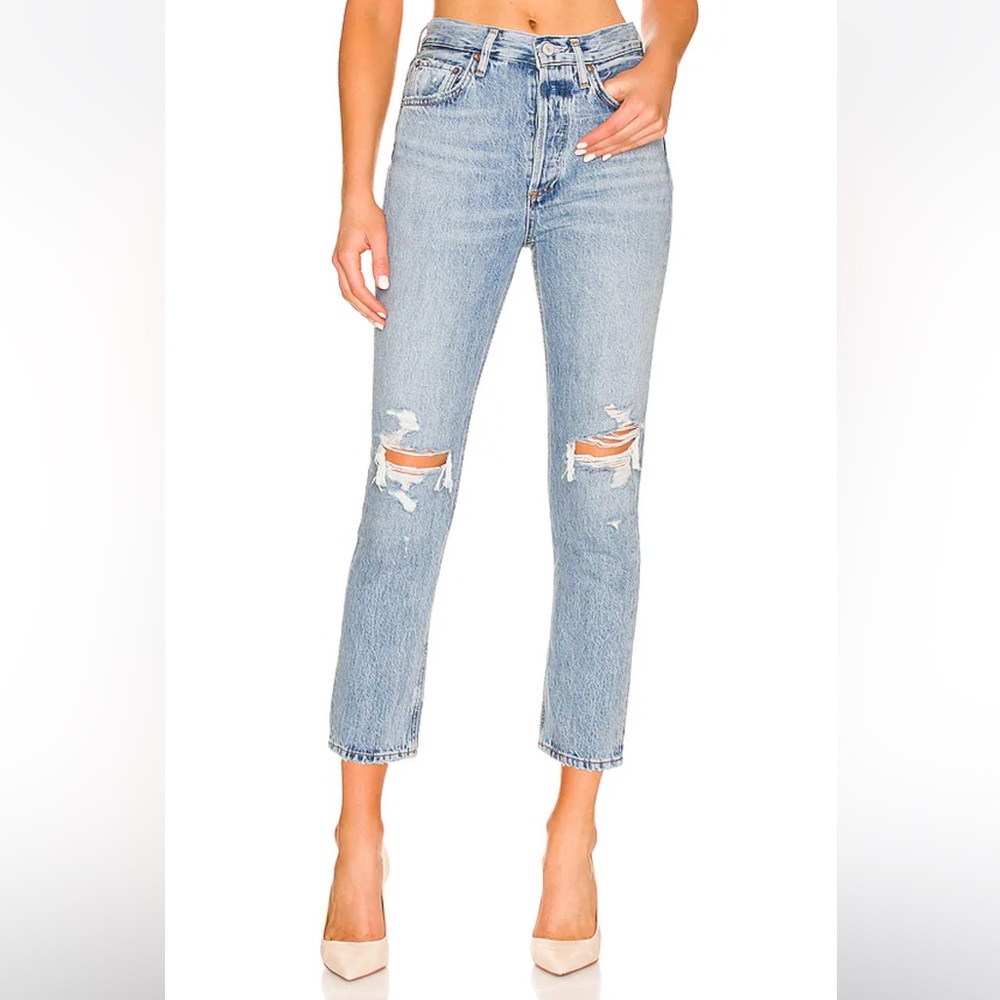 NWT AGOLDE Riley High Rise Straight Crop in Blitz